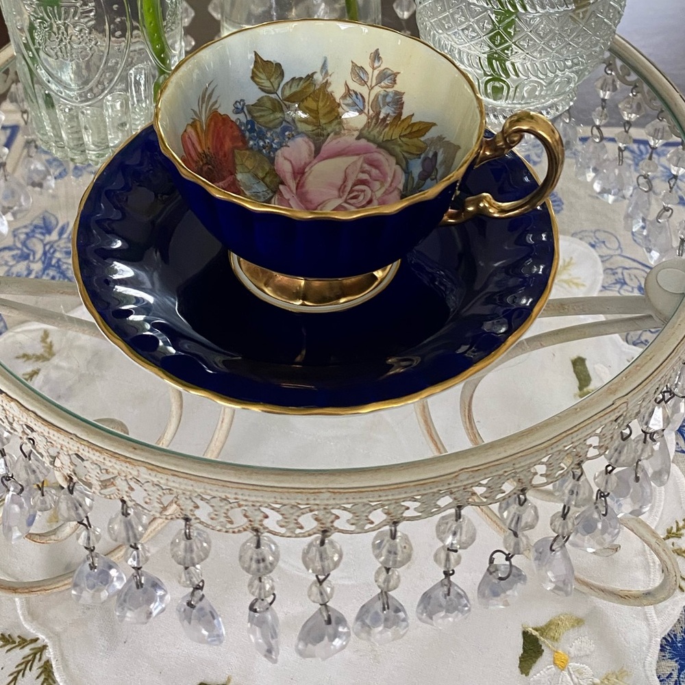 Ansley Bone China  Floral Teacup and Saucer Set Made In England